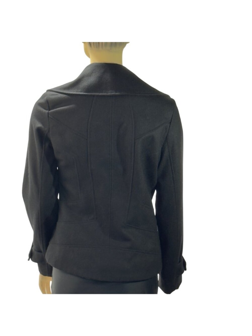 Guess Women's Black Double-Breasted Peacoat Wool Blend Size S - Picture 9 of 14